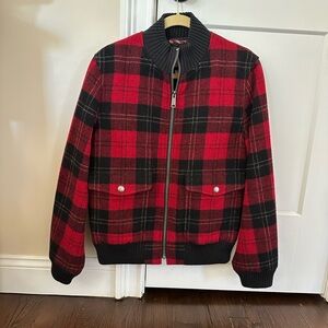 Brooks Brothers Red and Black Plaid Bomber Jacket